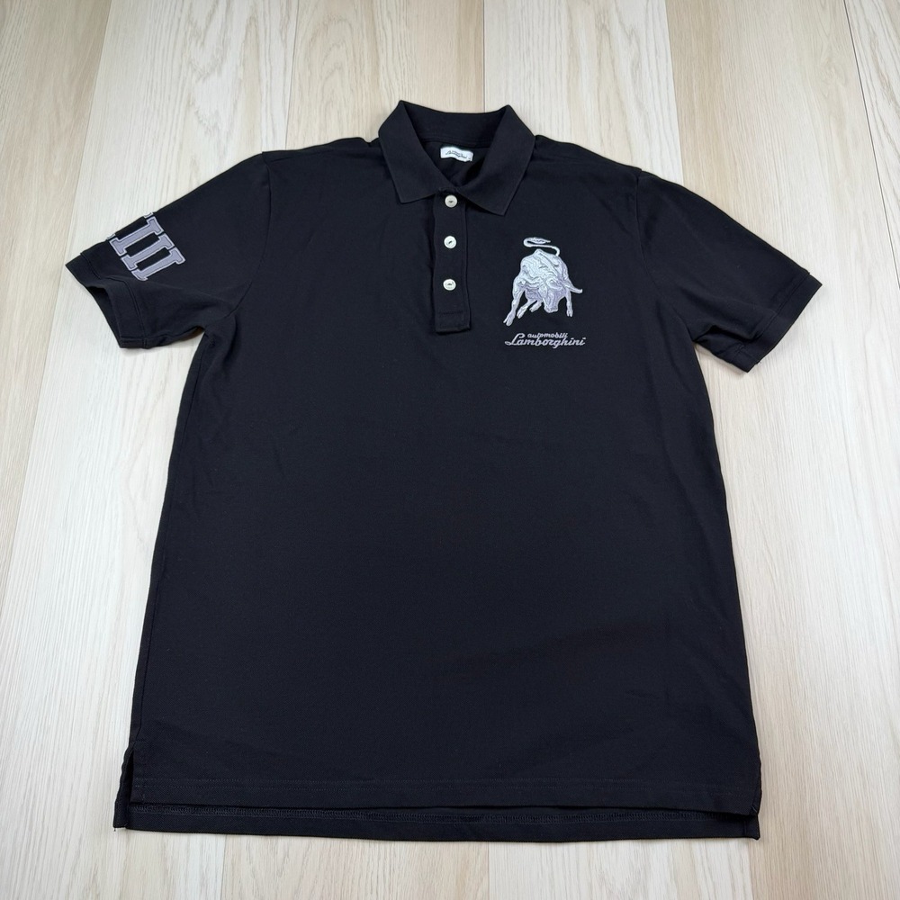 Automobili Lamborghini Polo Shirt Bull Embroidered Racing Luxury Mens M Medium